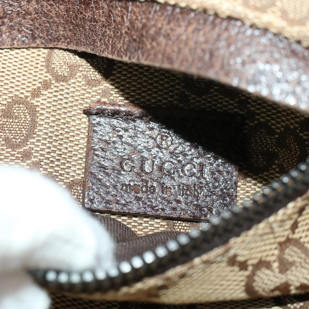 GUCCI GG Canvas Waist Bag Beige Dark Brown 44156