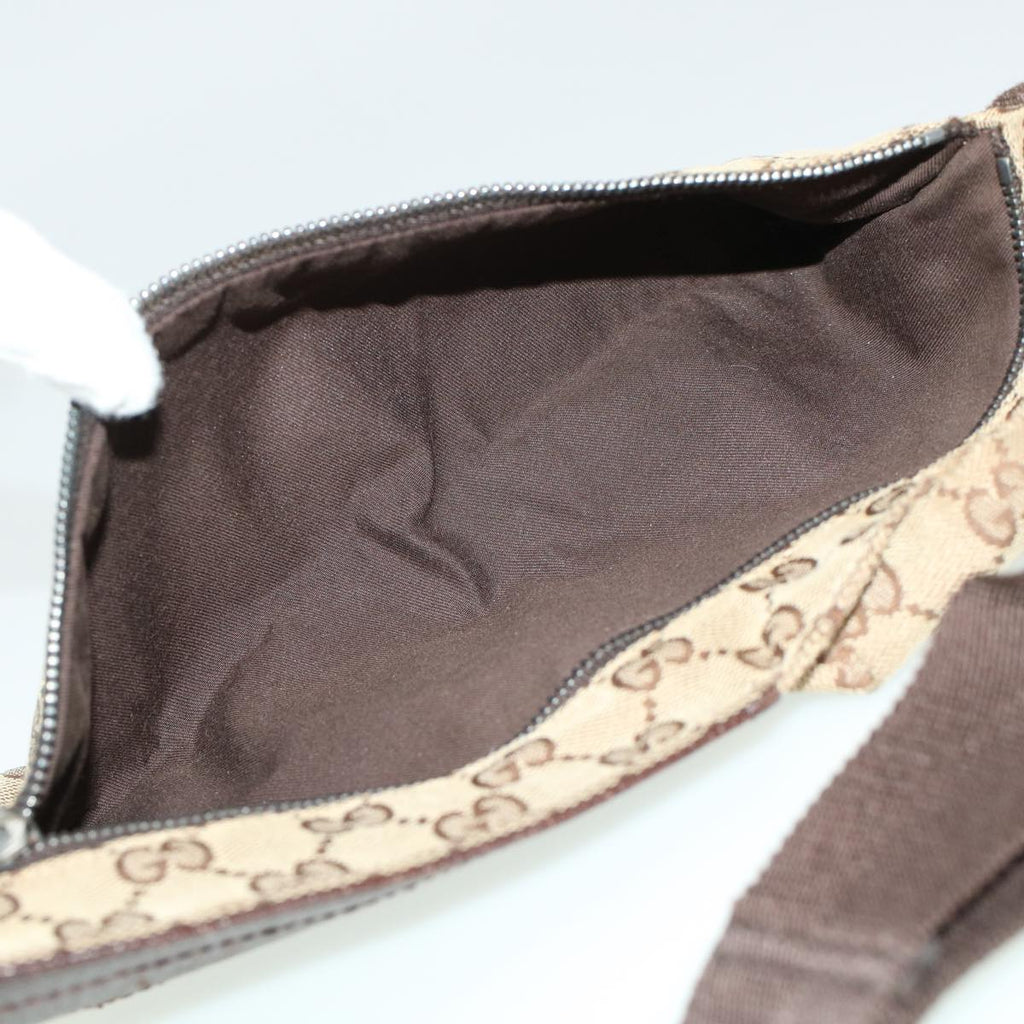 GUCCI GG Canvas Waist Bag Beige Dark Brown 44156