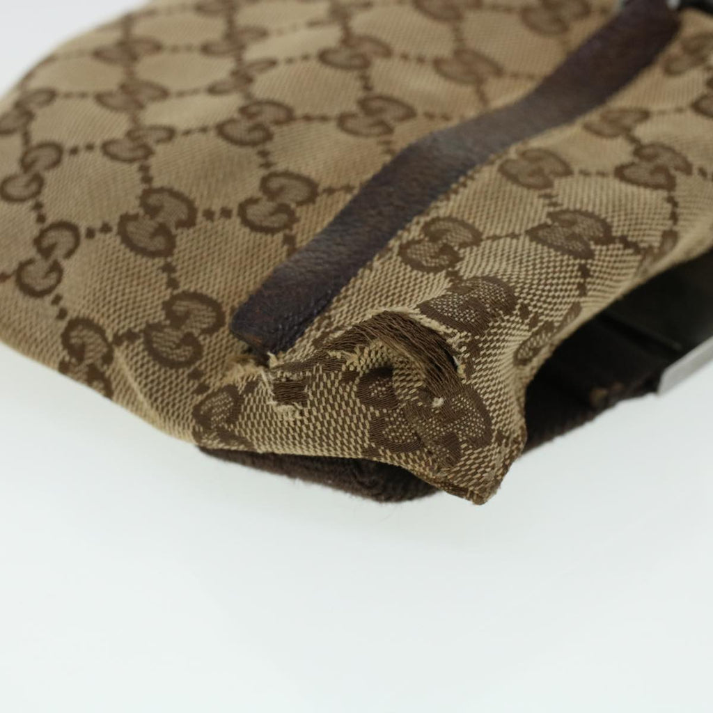 GUCCI GG Canvas Waist Bag Beige Dark Brown 44156