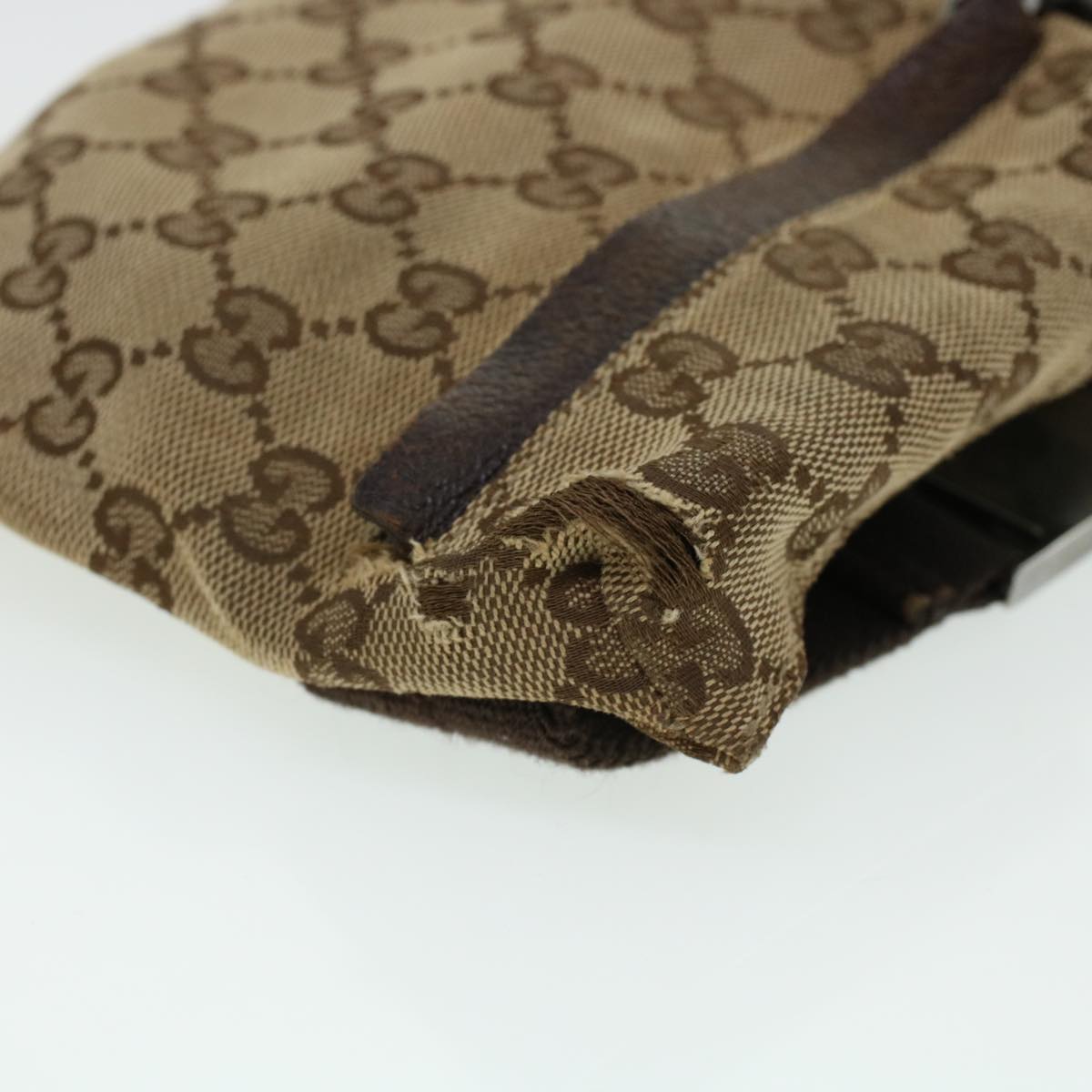 GUCCI GG Canvas Waist Bag Beige Dark Brown 44156