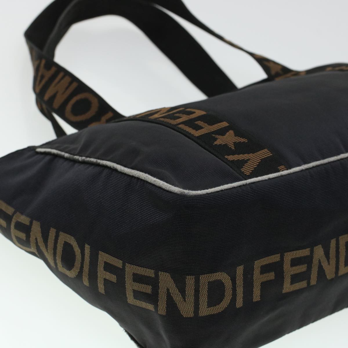 FENDI Tote Bag Nylon Black Brown 44164