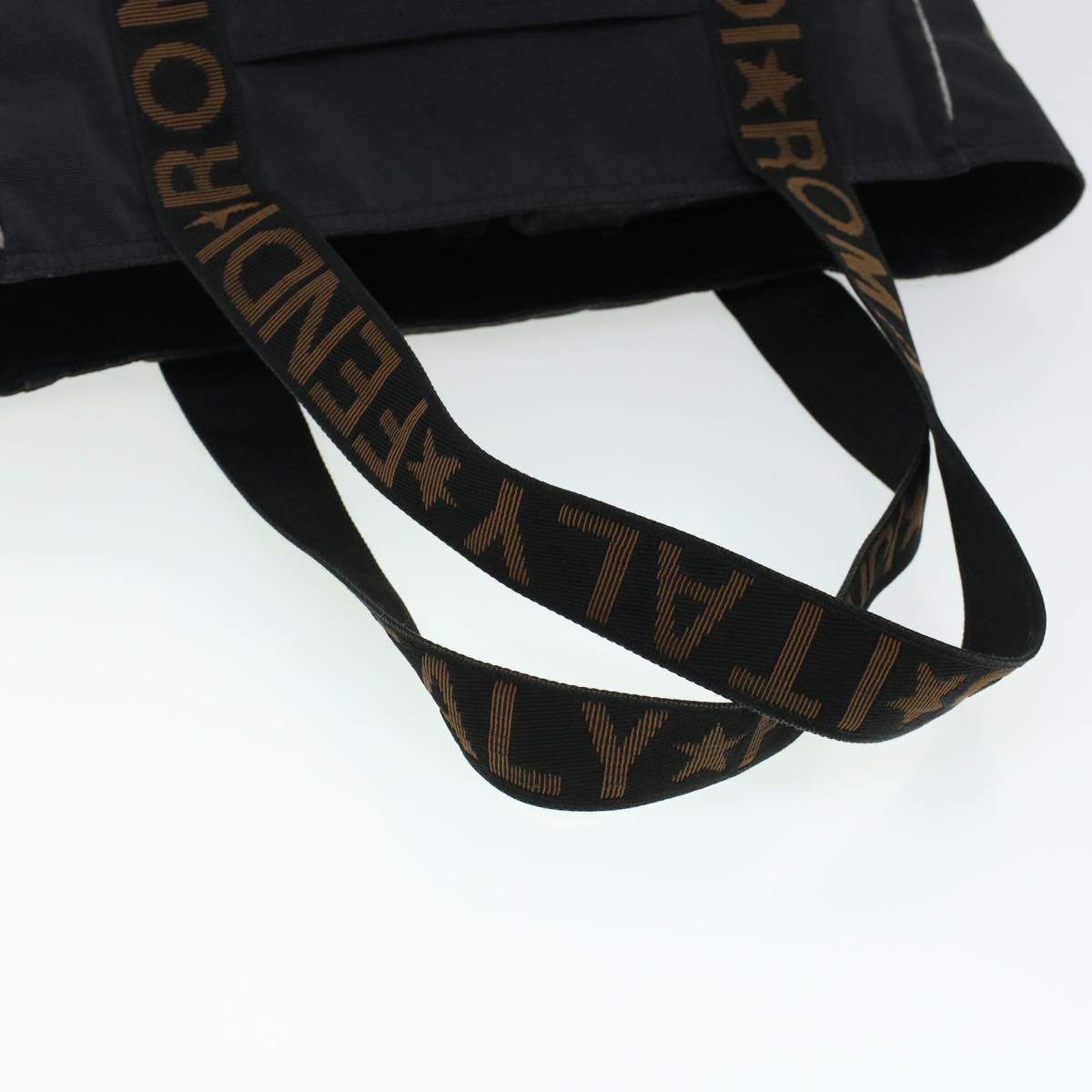 FENDI Tote Bag Nylon Black Brown 44164