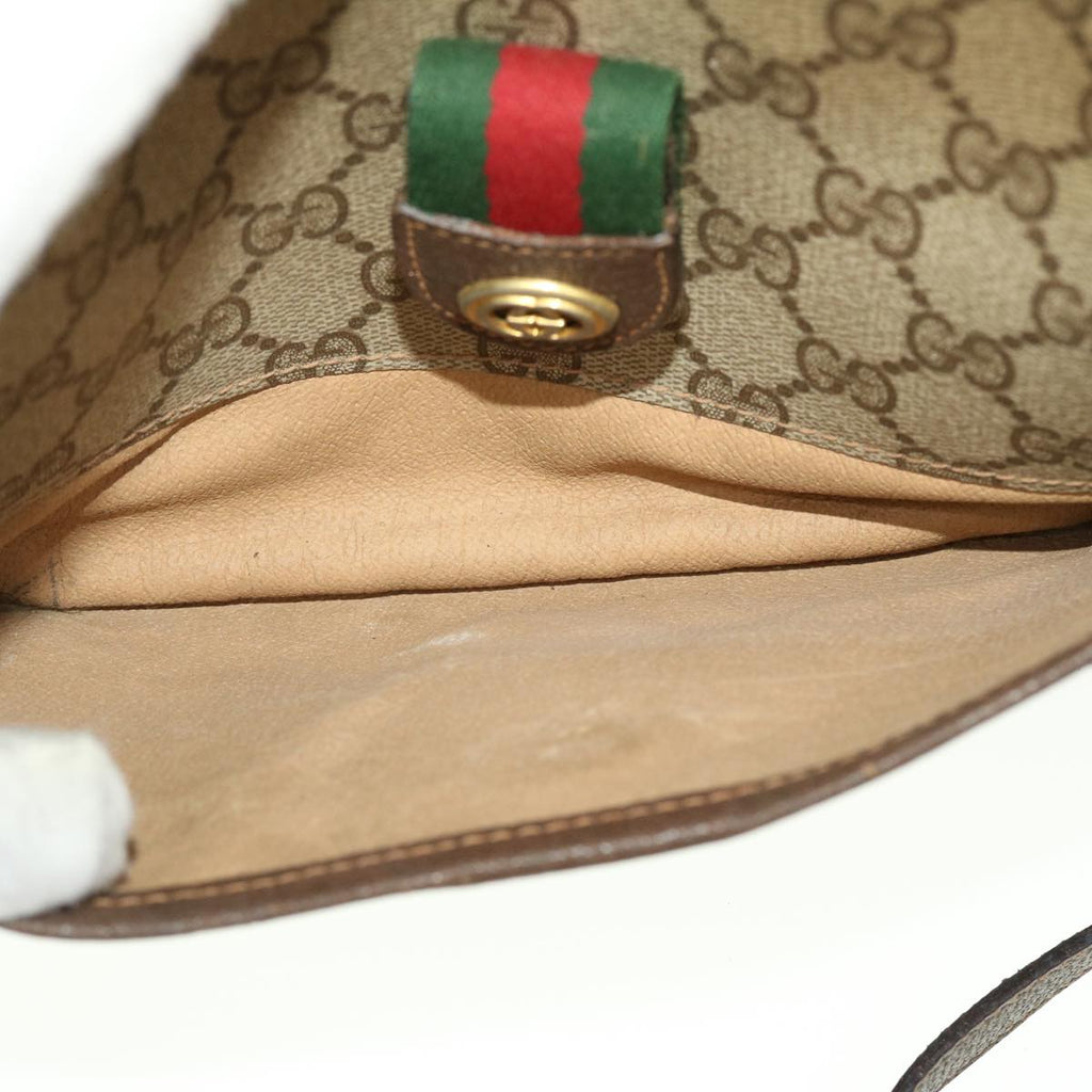 GUCCI GG Canvas Web Sherry Line Shoulder Bag Beige Red 89.02.032 44255