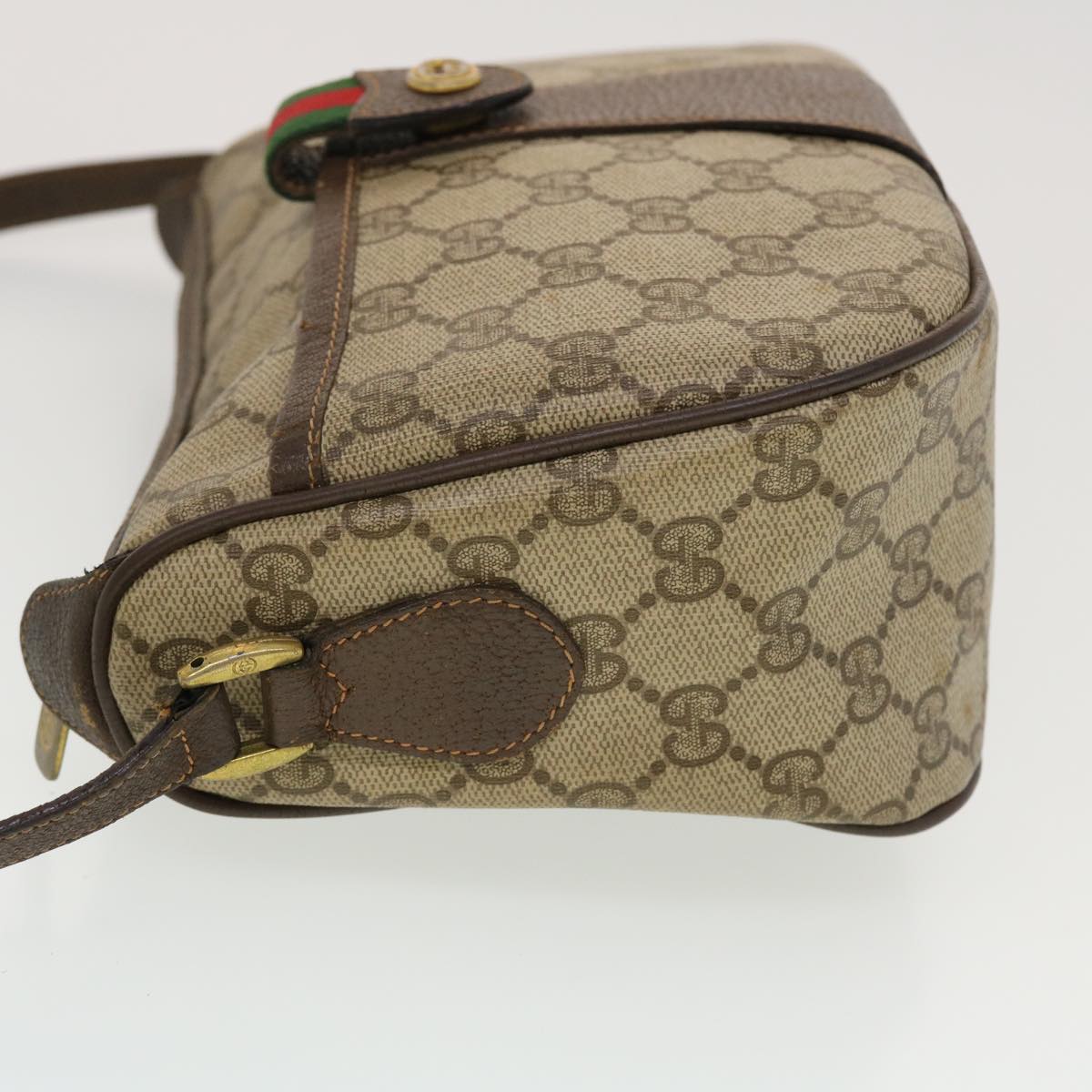 GUCCI GG Canvas Web Sherry Line Shoulder Bag Beige Red 89.02.032 44255