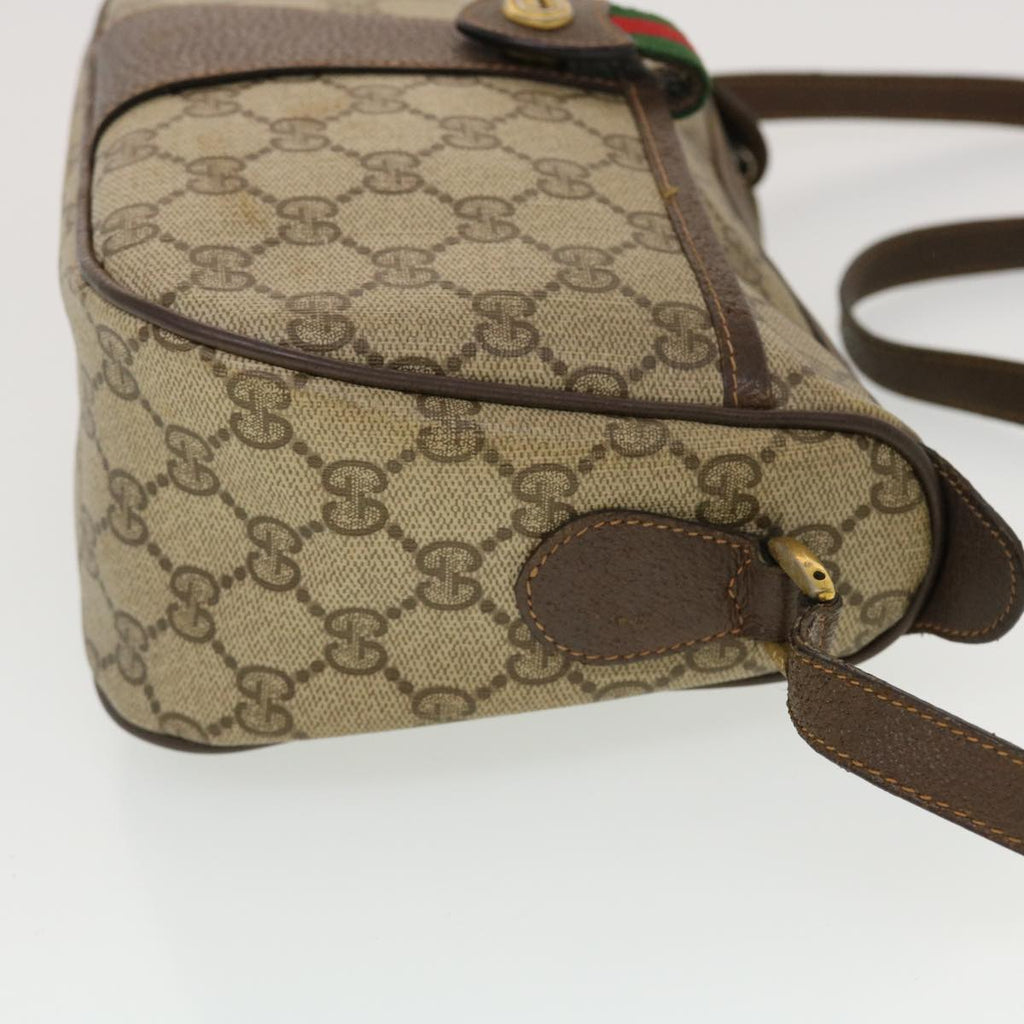 GUCCI GG Canvas Web Sherry Line Shoulder Bag Beige Red 89.02.032 44255