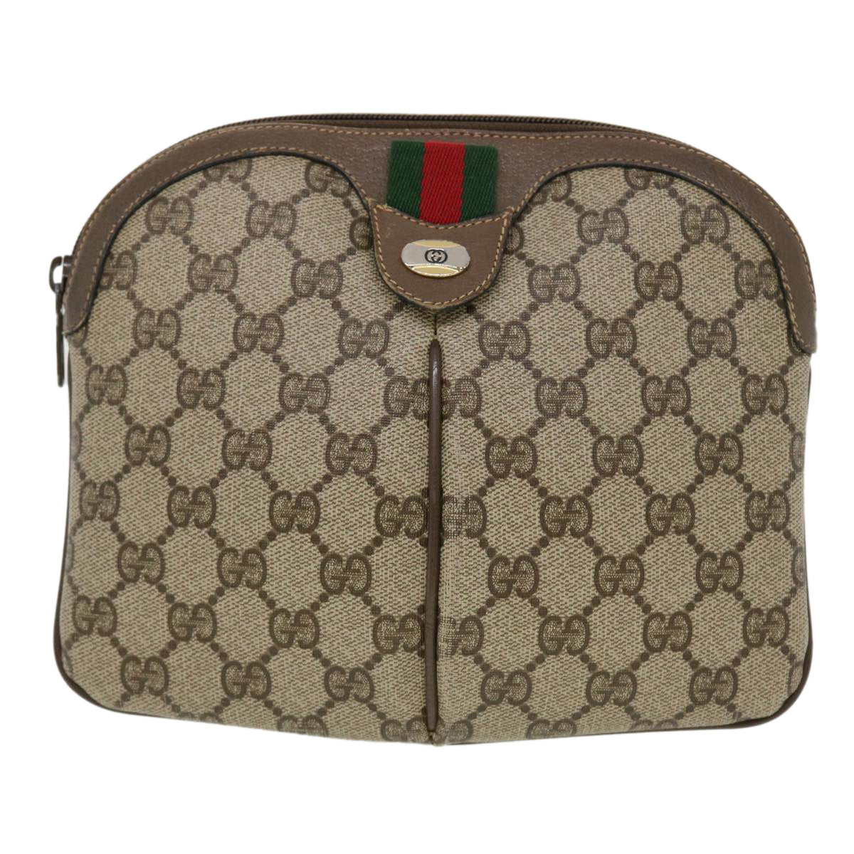GUCCI GG Canvas Web Sherry Line Shoulder Bag Beige Red 904.02.047 44260