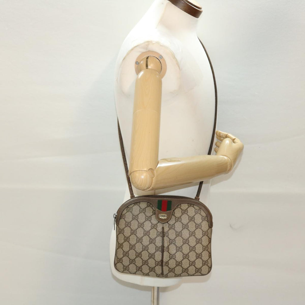 GUCCI GG Canvas Web Sherry Line Shoulder Bag Beige Red 904.02.047 44260