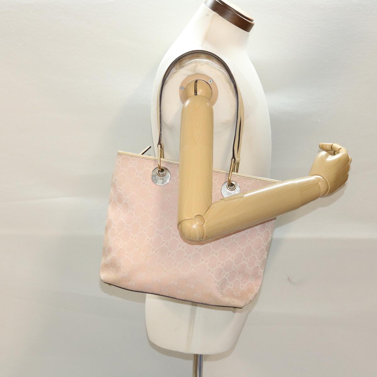 GUCCI GG Canvas Tote Bag Pink 139552 44265
