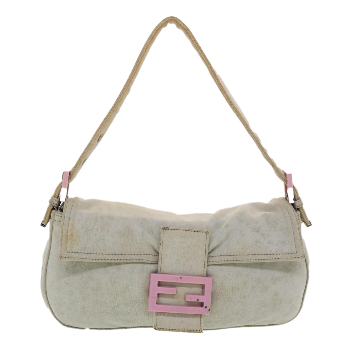 FENDI Mamma Baguette Shoulder Bag Canvas Gray 2305.26424.008 44273