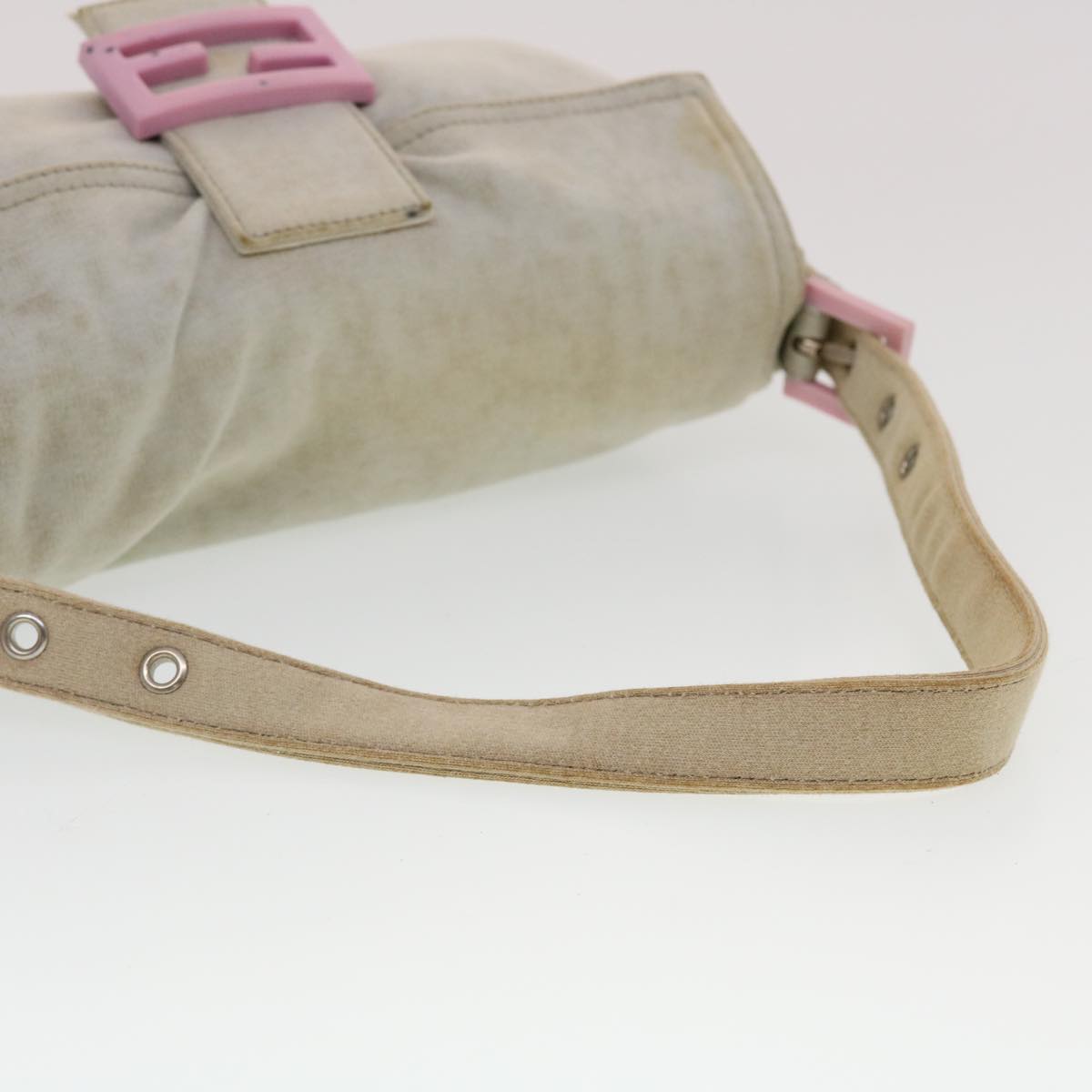 FENDI Mamma Baguette Shoulder Bag Canvas Gray 2305.26424.008 44273