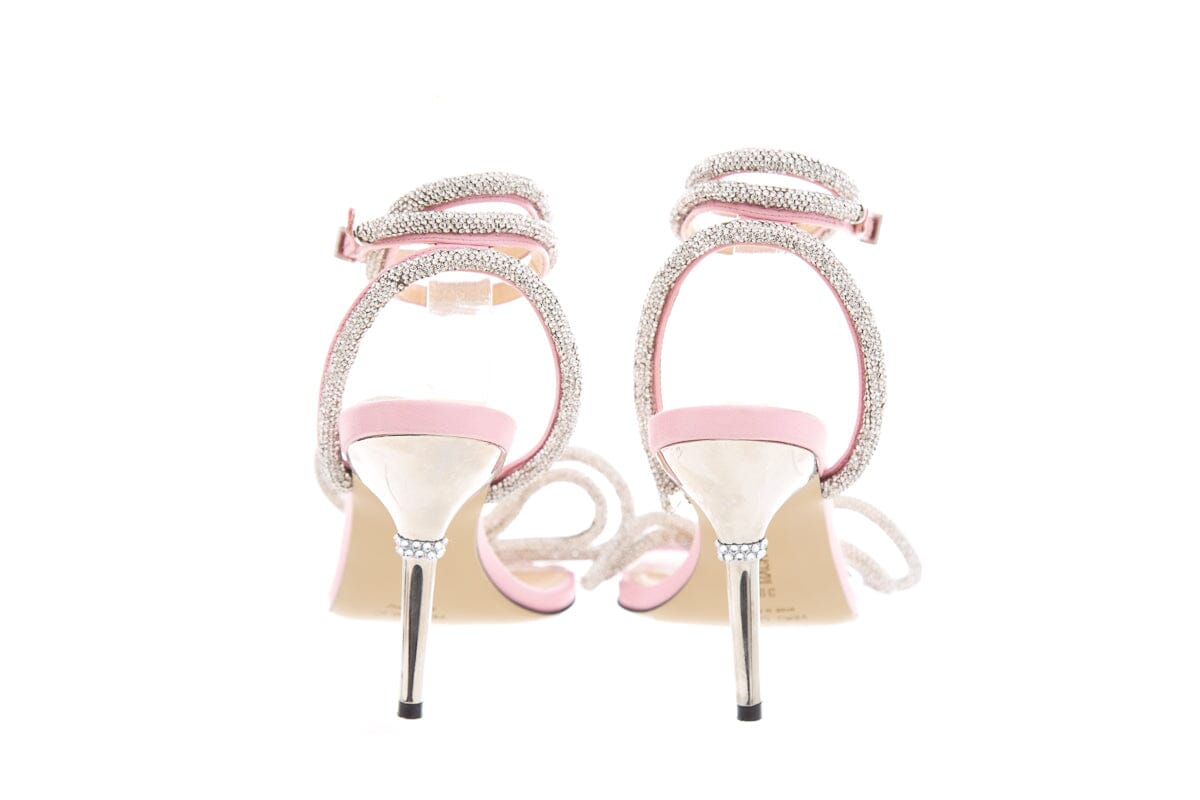 Mach & Mach Pink Satin & Crystal Bow Heels SZ 39