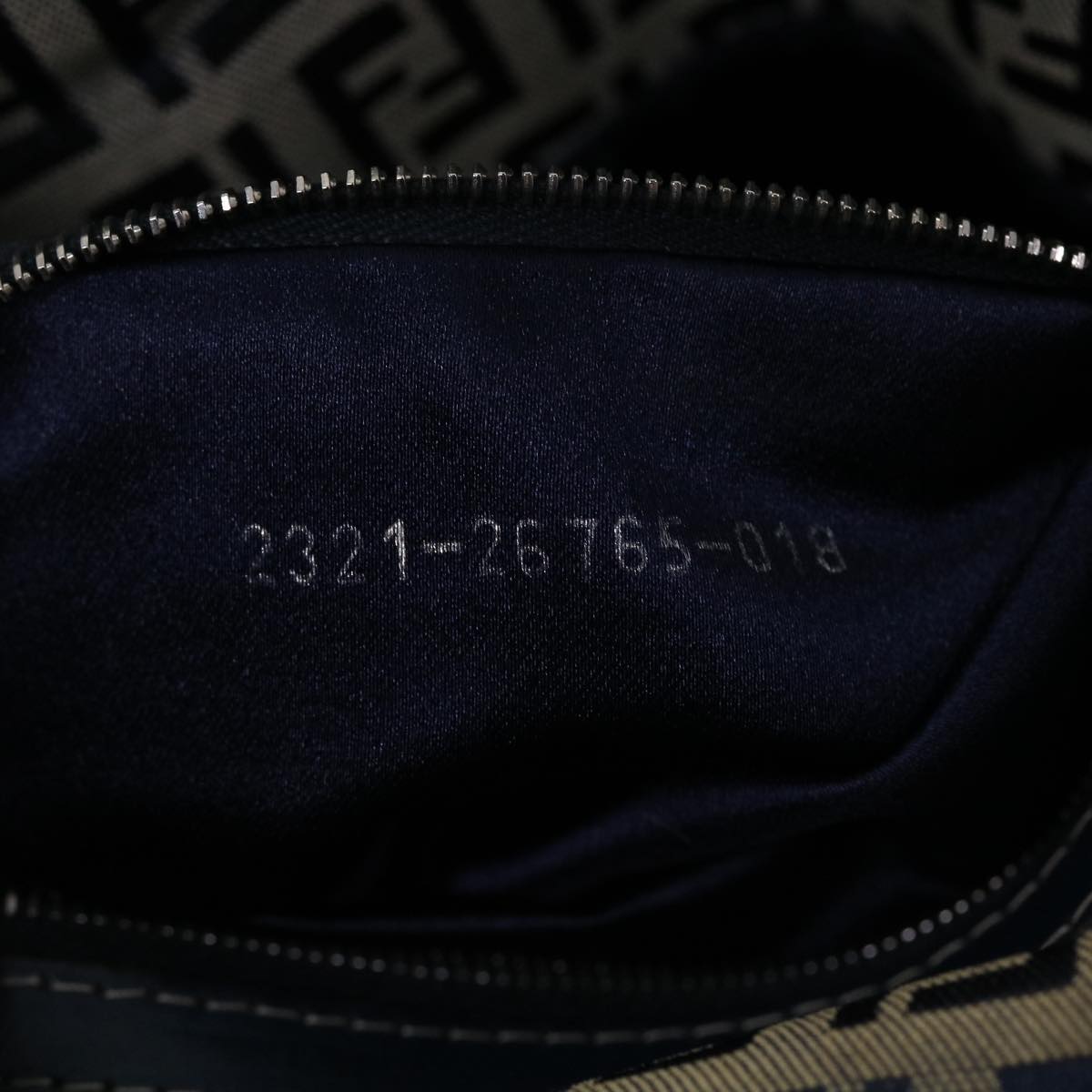 FENDI Zucchino Canvas Shoulder Bag Navy 2321-26765-018 44300