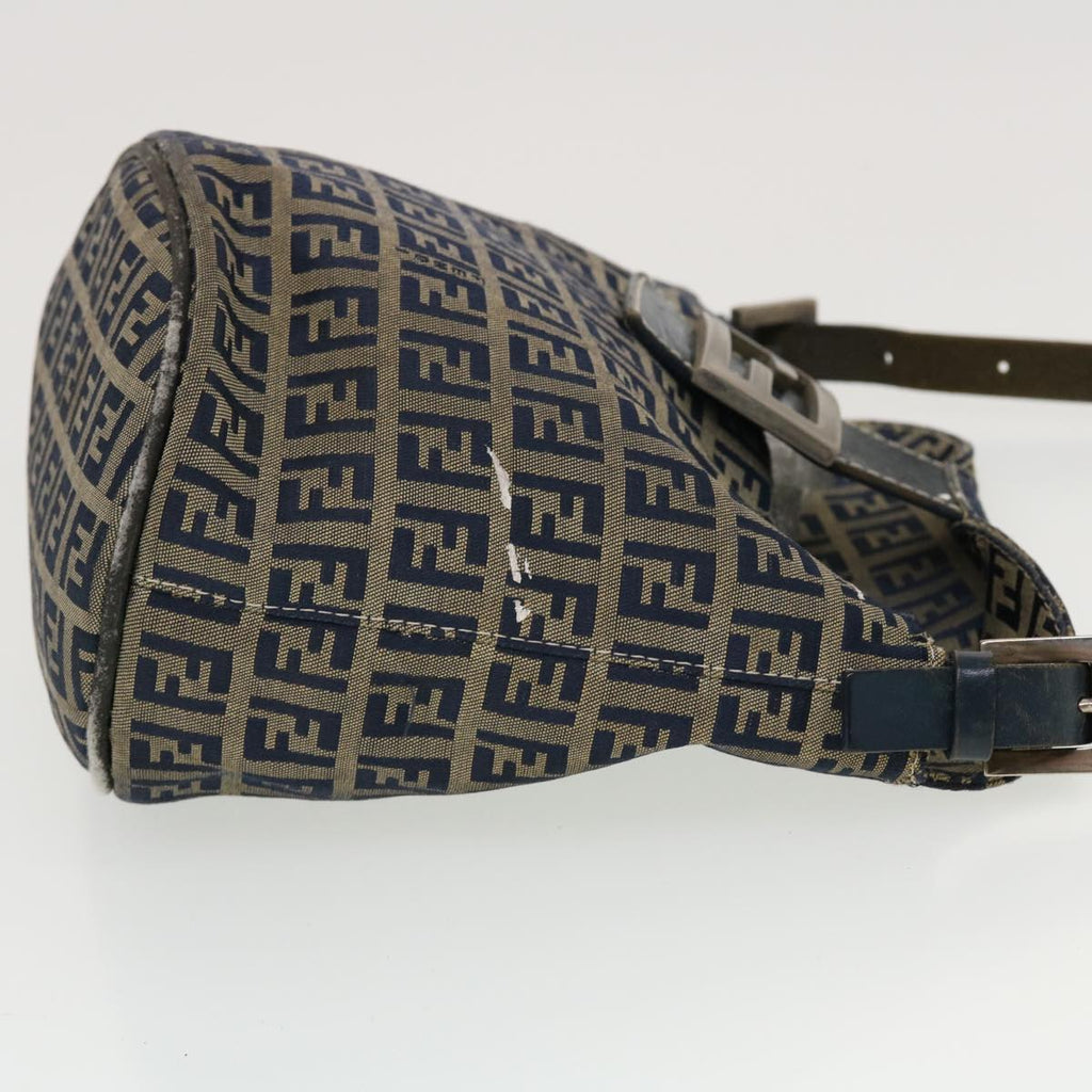 FENDI Zucchino Canvas Shoulder Bag Navy 2321-26765-018 44300