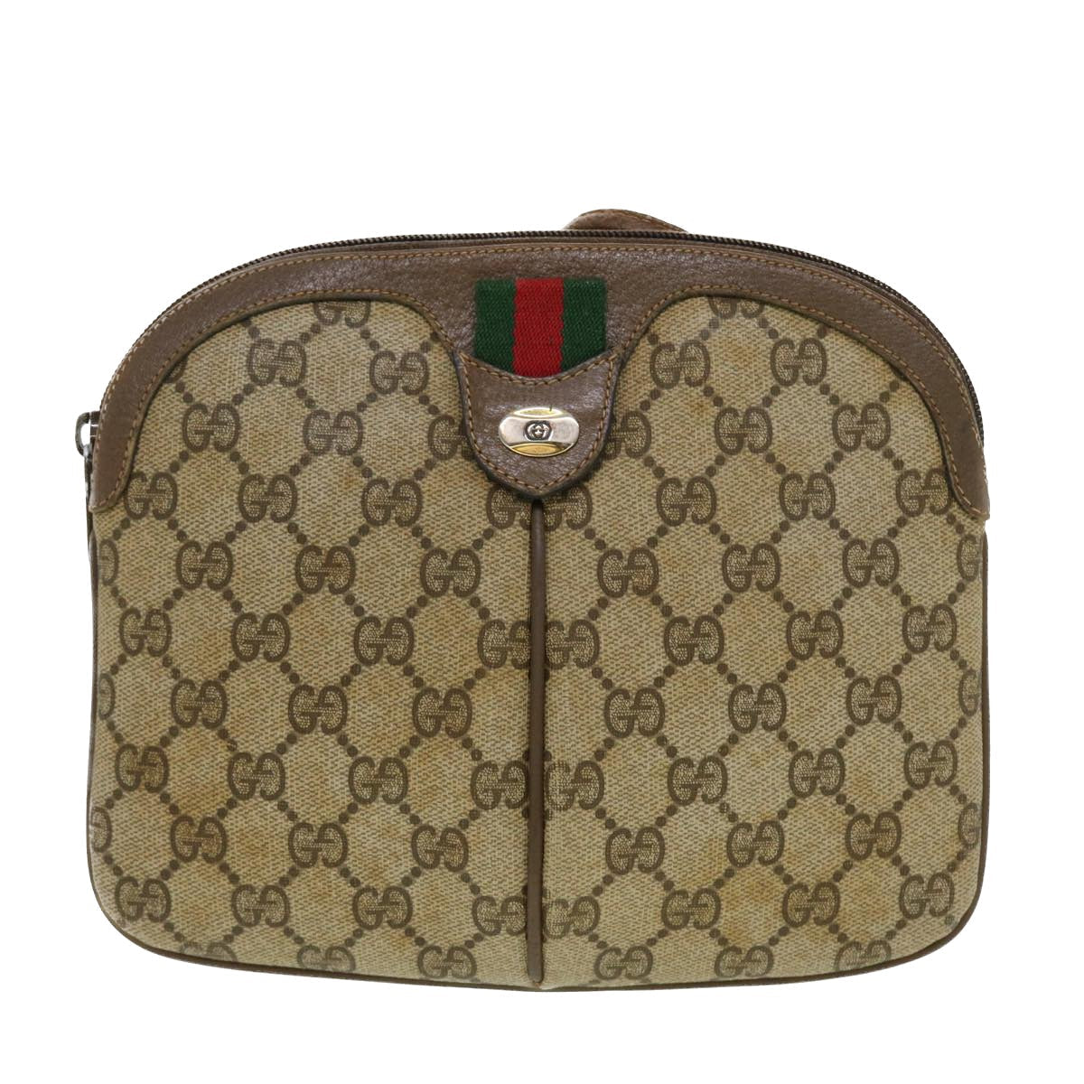 GUCCI GG Canvas Web Sherry Line Shoulder Bag Beige Red 904.02.047 44304