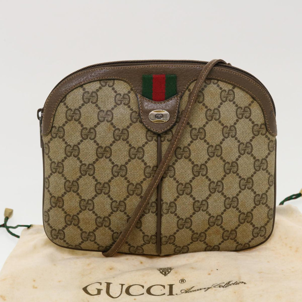 GUCCI GG Canvas Web Sherry Line Shoulder Bag Beige Red 904.02.047 44304
