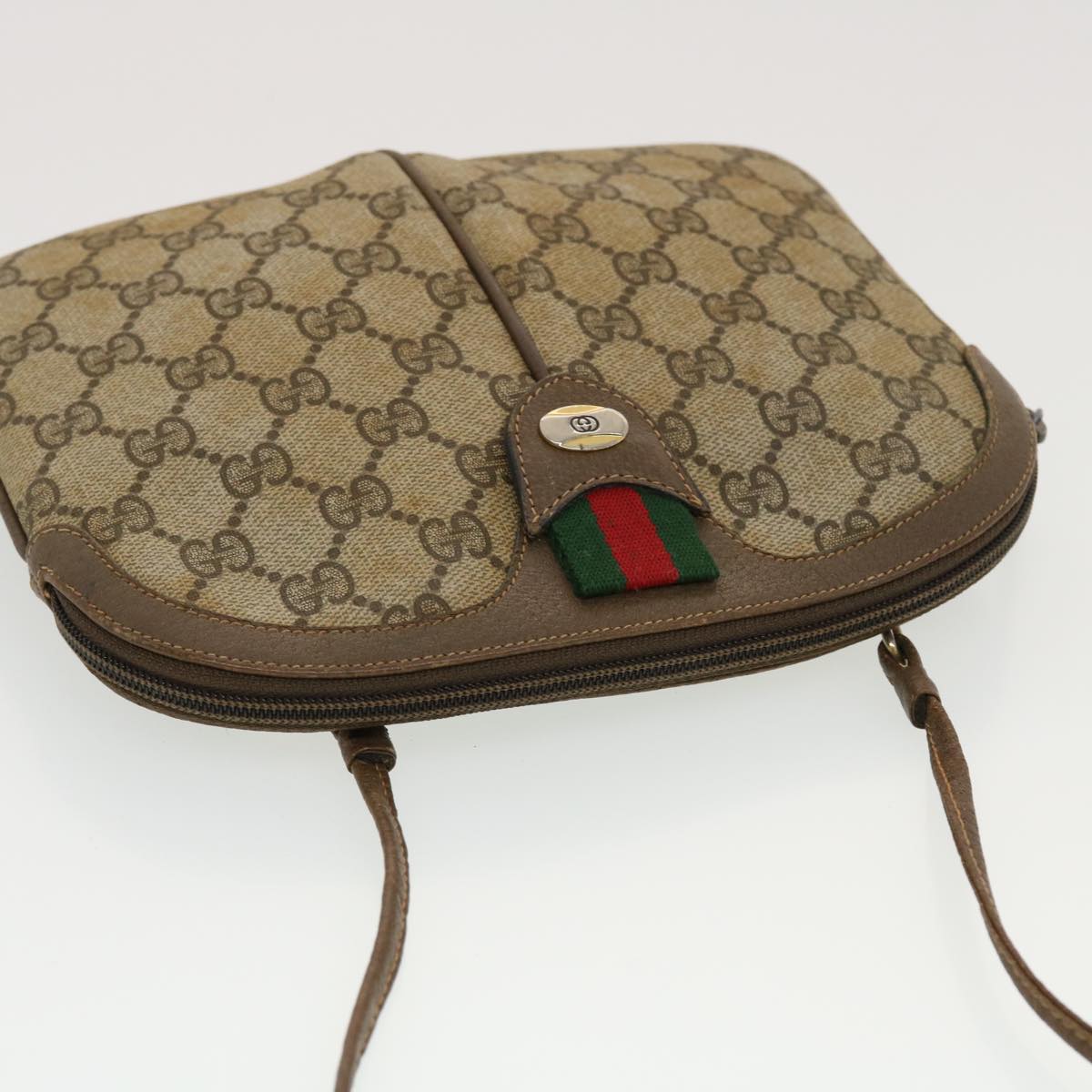 GUCCI GG Canvas Web Sherry Line Shoulder Bag Beige Red 904.02.047 44304