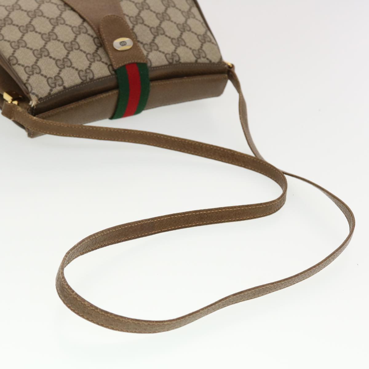 GUCCI GG Canvas Web Sherry Line Shoulder Bag Beige Red 116.02.024 44306