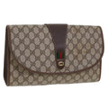GUCCI GG Canvas Web Sherry Line Clutch Bag Beige Red Green 156.01.031 44314