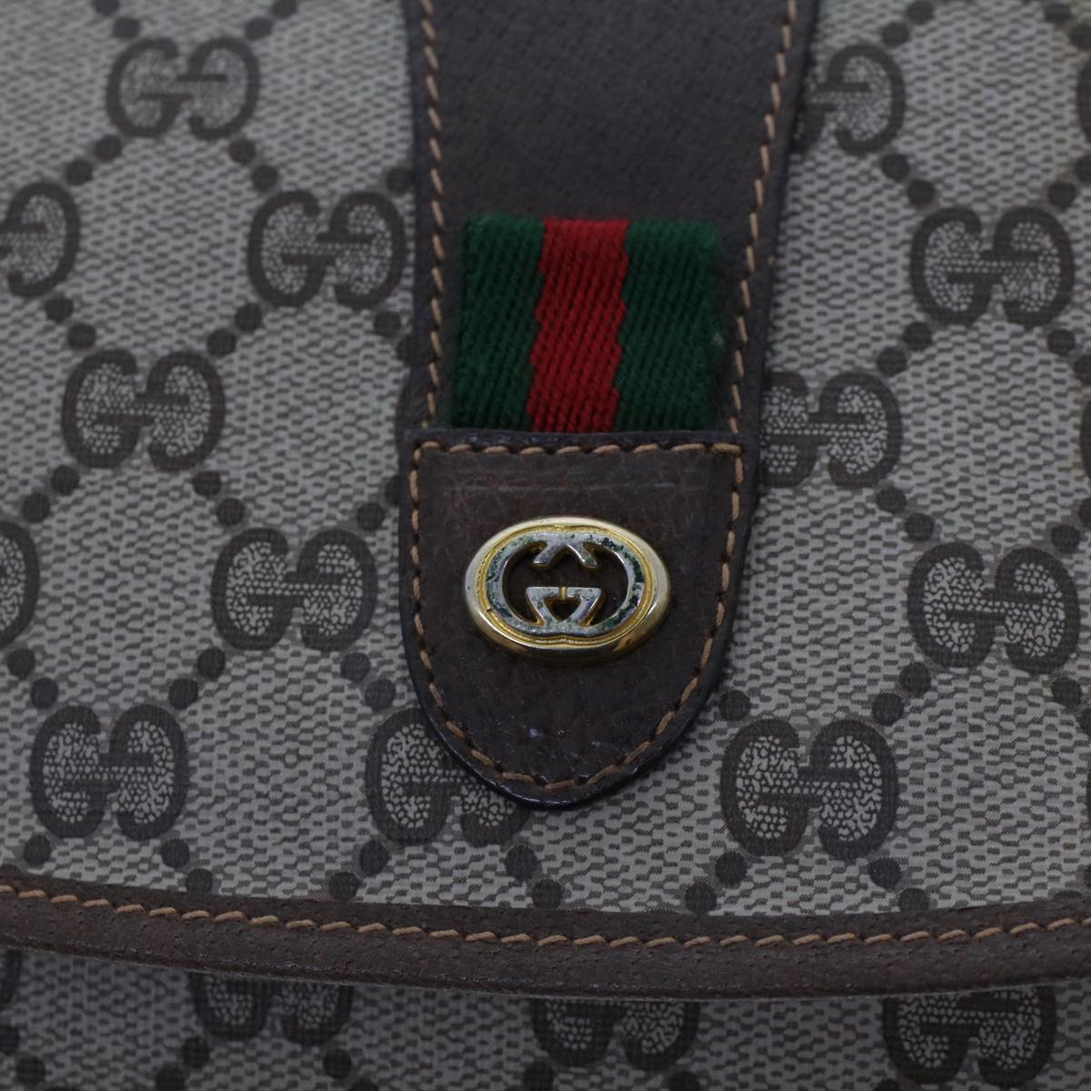 GUCCI GG Canvas Web Sherry Line Clutch Bag Beige Red Green 156.01.031 44314