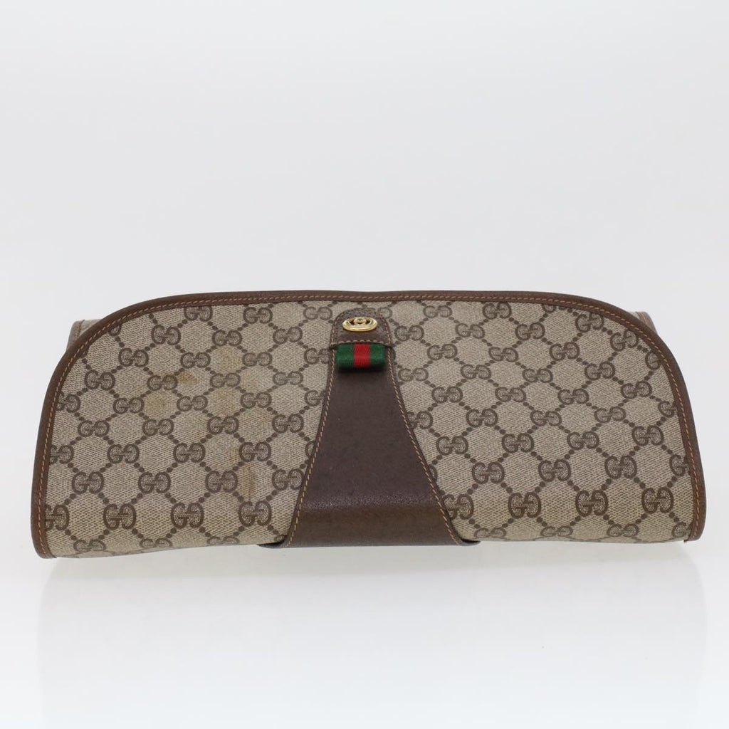 GUCCI GG Canvas Web Sherry Line Clutch Bag Beige Red Green 156.01.031 44314
