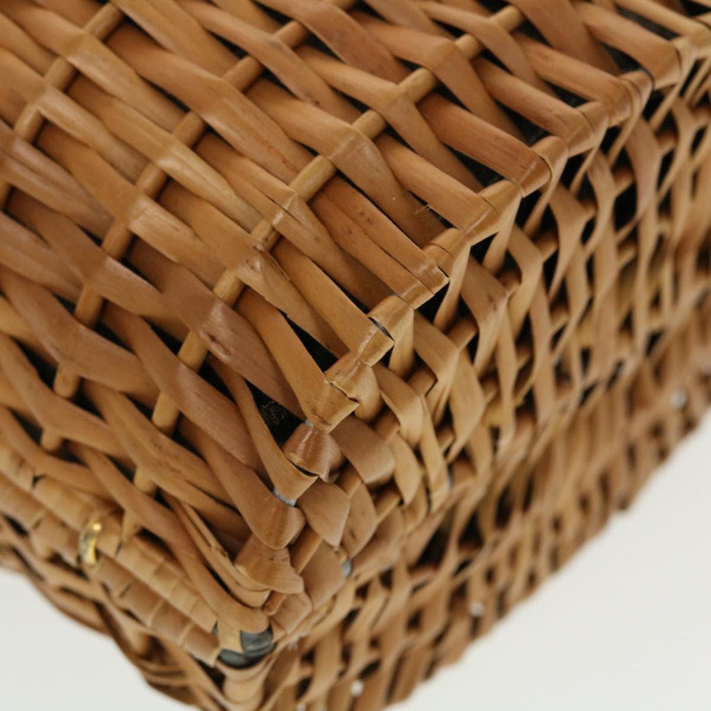 FENDI Straw Bag Zucca Canvas Hand Bag Rattan Brown 44394
