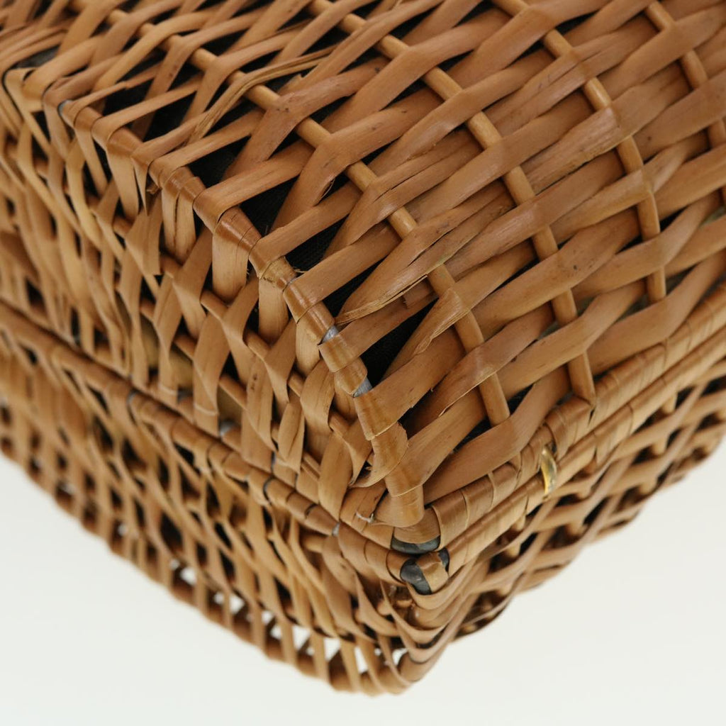 FENDI Straw Bag Zucca Canvas Hand Bag Rattan Brown 44394