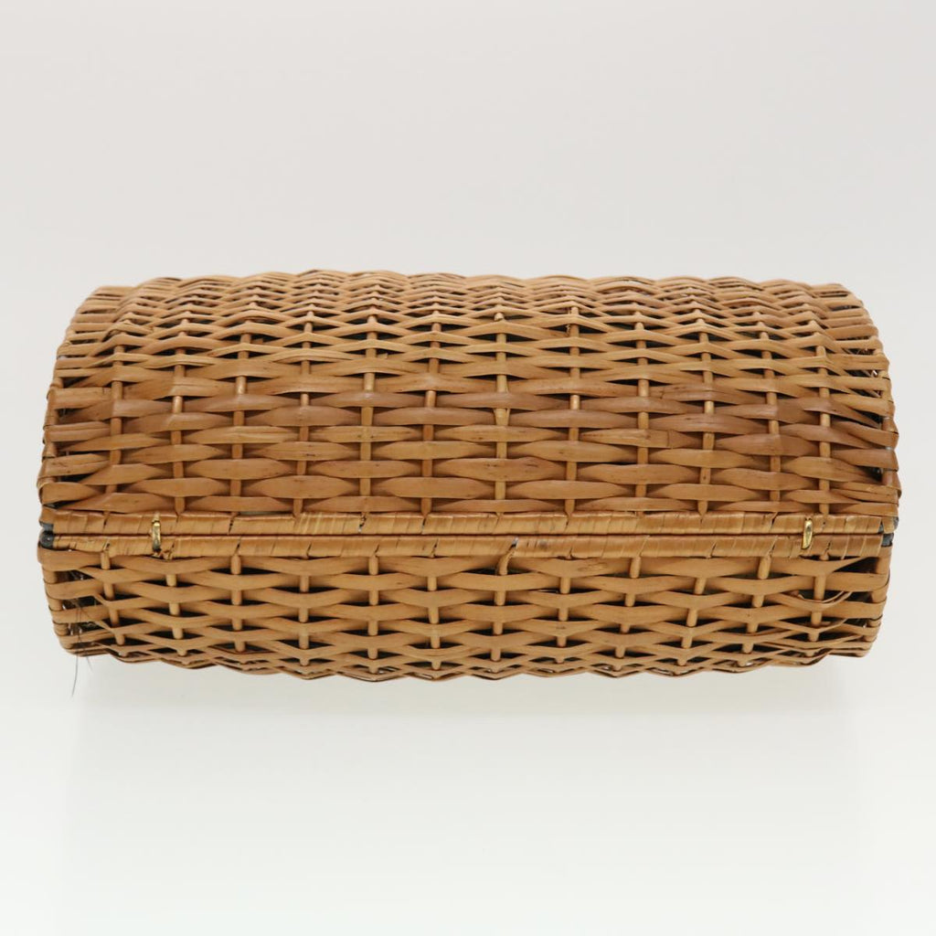 FENDI Straw Bag Zucca Canvas Hand Bag Rattan Brown 44394