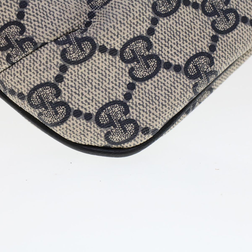 GUCCI GG Canvas Pouch PVC Leather Gray Navy 378.039.4492 44420