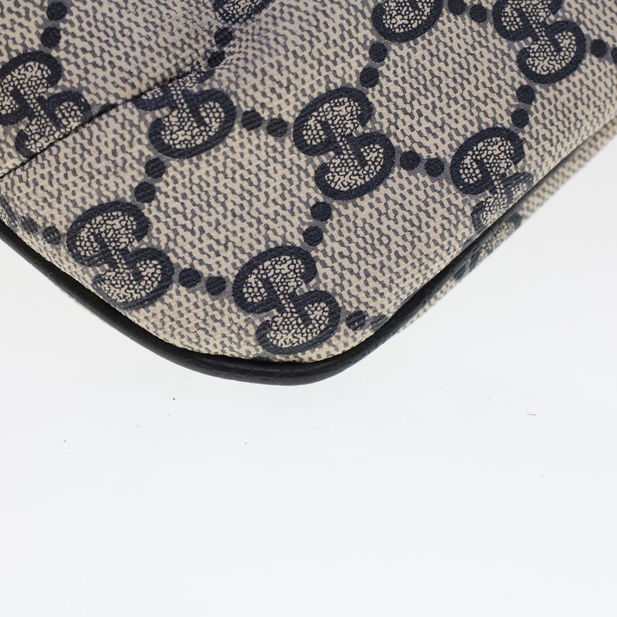 GUCCI GG Canvas Pouch PVC Leather Gray Navy 378.039.4492 44420