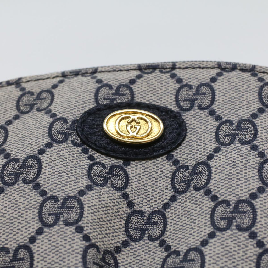 GUCCI GG Canvas Pouch PVC Leather Gray Navy 378.039.4492 44420
