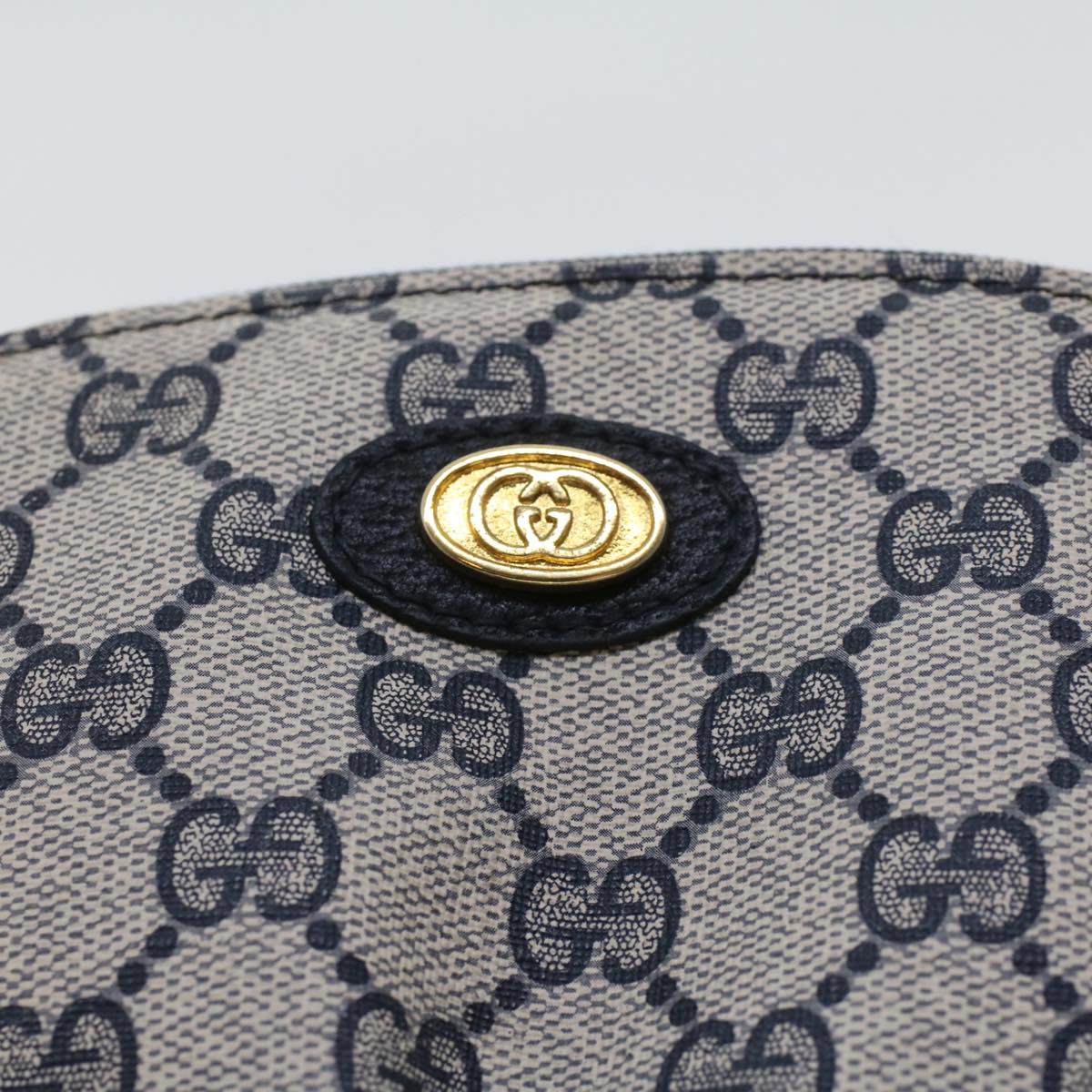 GUCCI GG Canvas Pouch PVC Leather Gray Navy 378.039.4492 44420