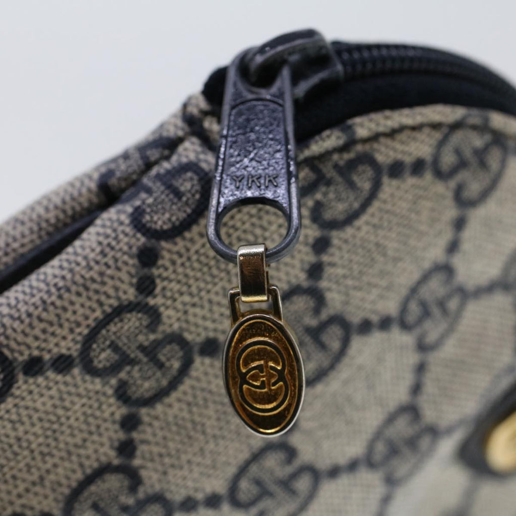 GUCCI GG Canvas Pouch PVC Leather Gray Navy 378.039.4492 44420