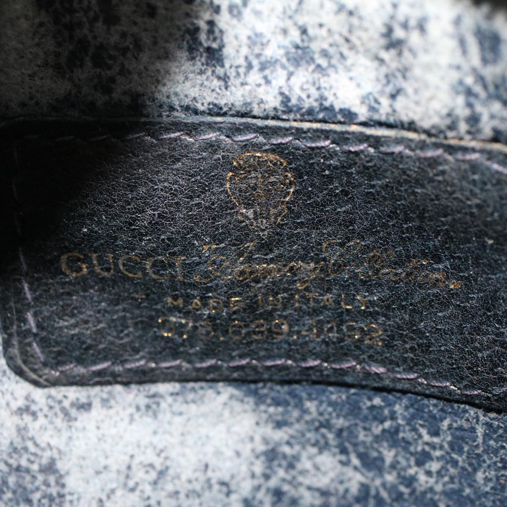 GUCCI GG Canvas Pouch PVC Leather Gray Navy 378.039.4492 44420