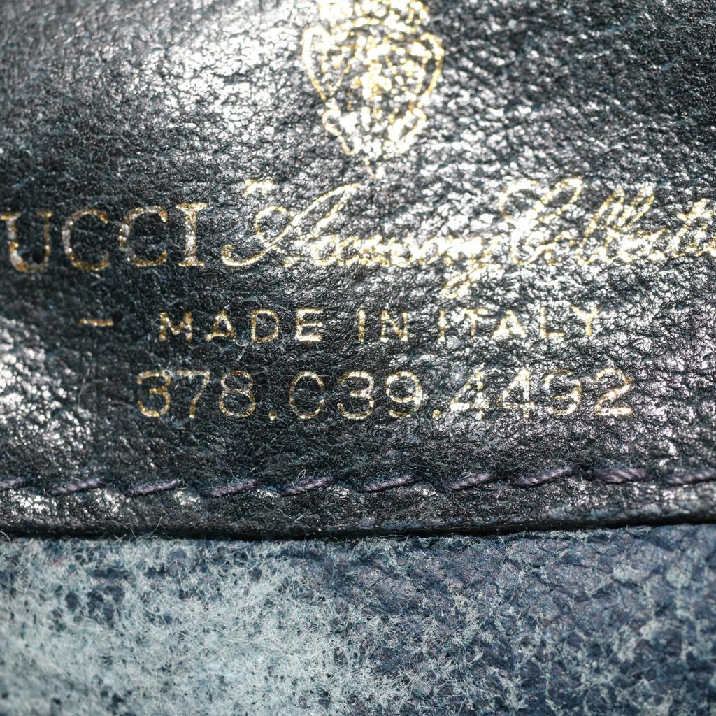 GUCCI GG Canvas Pouch PVC Leather Gray Navy 378.039.4492 44420