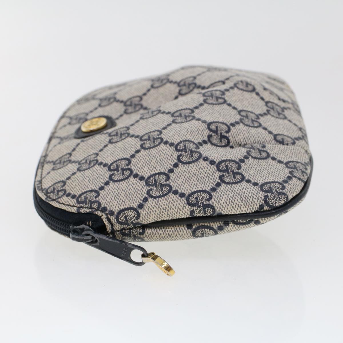 GUCCI GG Canvas Pouch PVC Leather Gray Navy 378.039.4492 44420