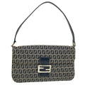 FENDI Mamma Baguette Zucchino Canvas Shoulder Bag Navy 44520