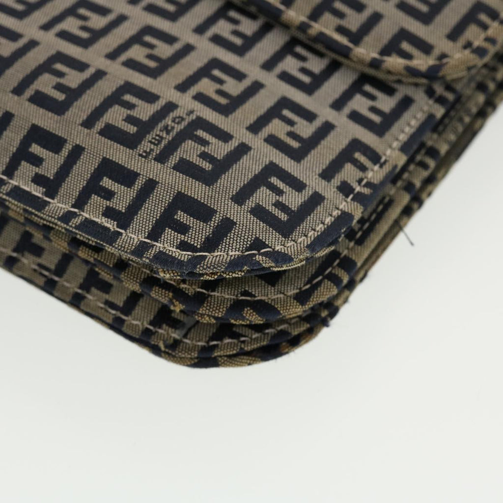 FENDI Mamma Baguette Zucchino Canvas Shoulder Bag Navy 44520