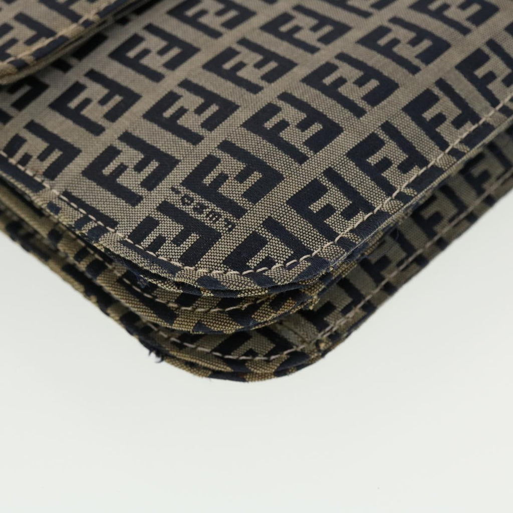 FENDI Mamma Baguette Zucchino Canvas Shoulder Bag Navy 44520
