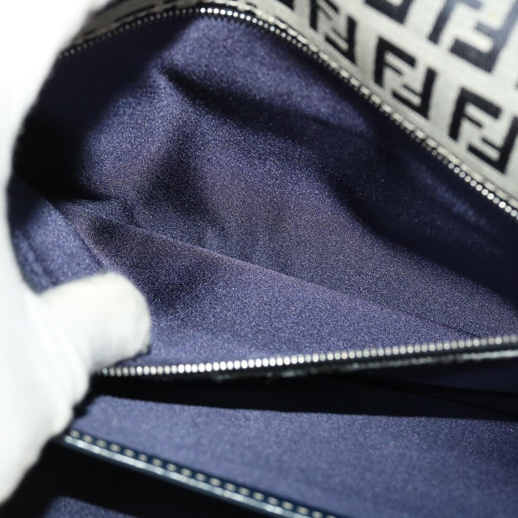 FENDI Mamma Baguette Zucchino Canvas Shoulder Bag Navy 44520