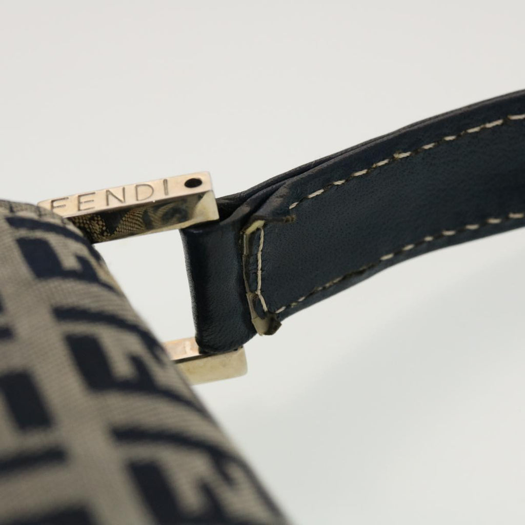 FENDI Mamma Baguette Zucchino Canvas Shoulder Bag Navy 44520