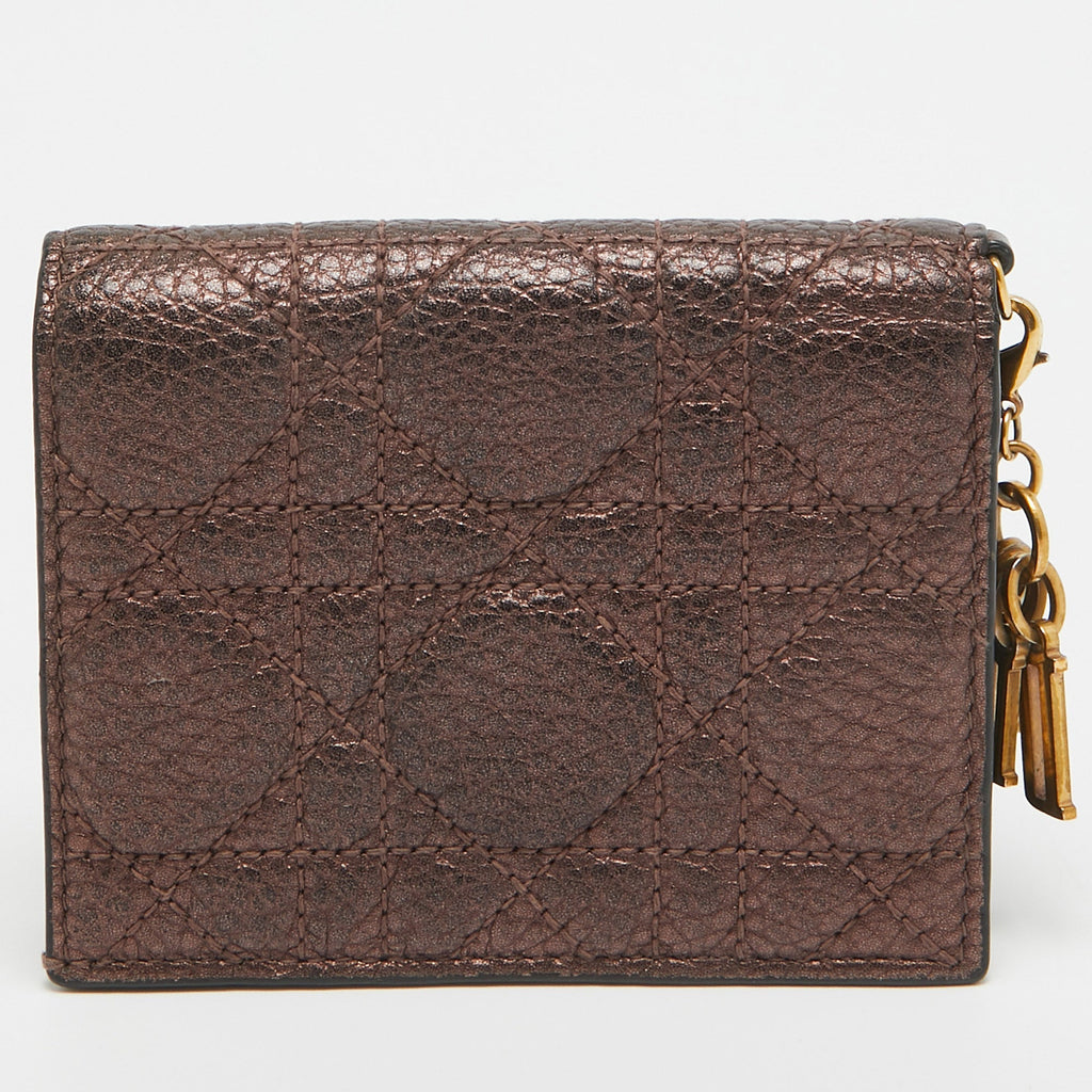 Dior Bronze Cannage Leather Lady Dior Flap Card Case