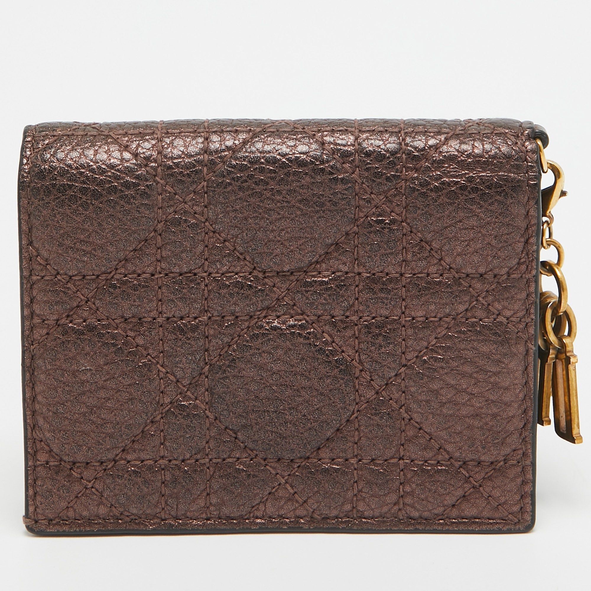 Dior Bronze Cannage Leather Lady Dior Flap Card Case