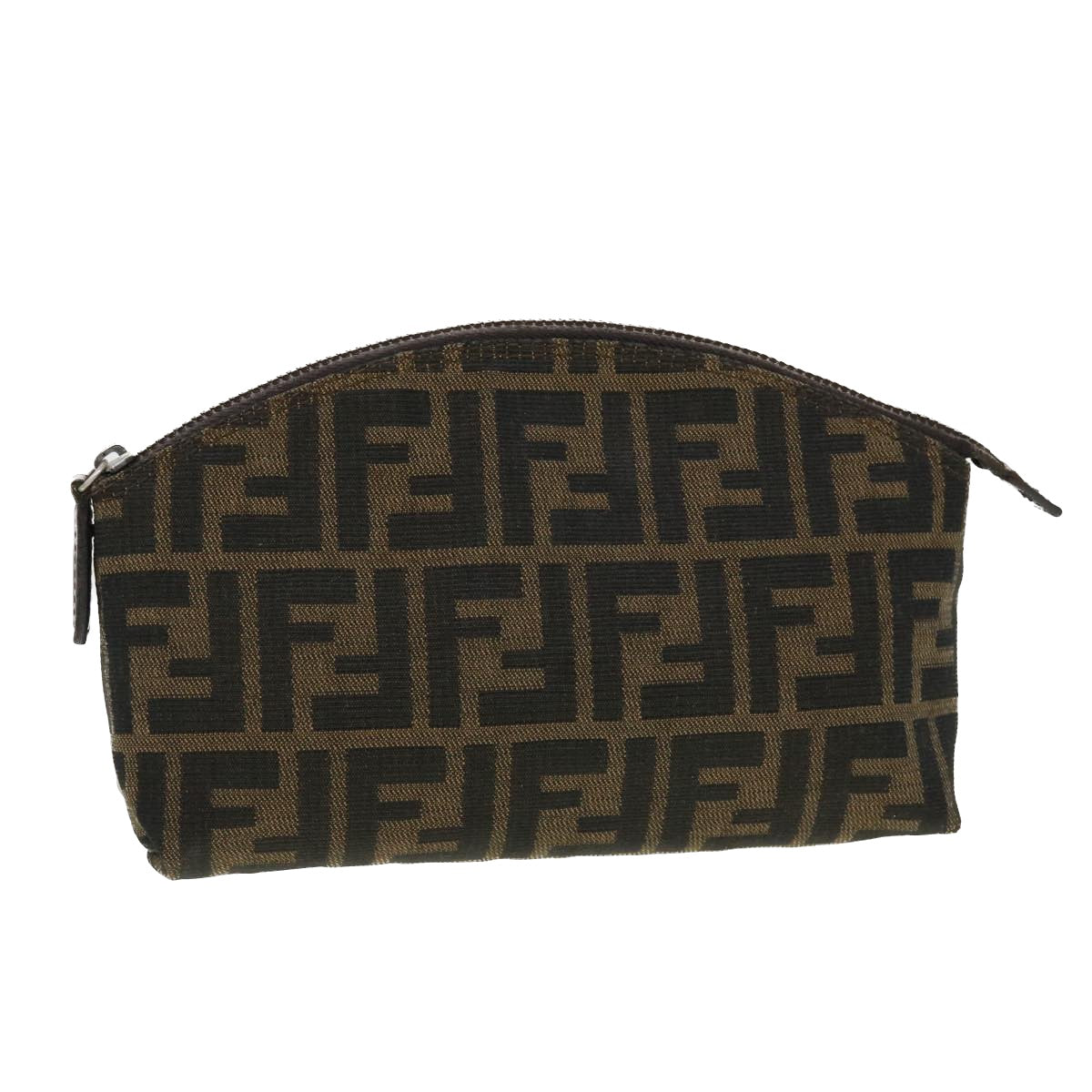 FENDI Zucca Canvas Pouch Black Brown 44668