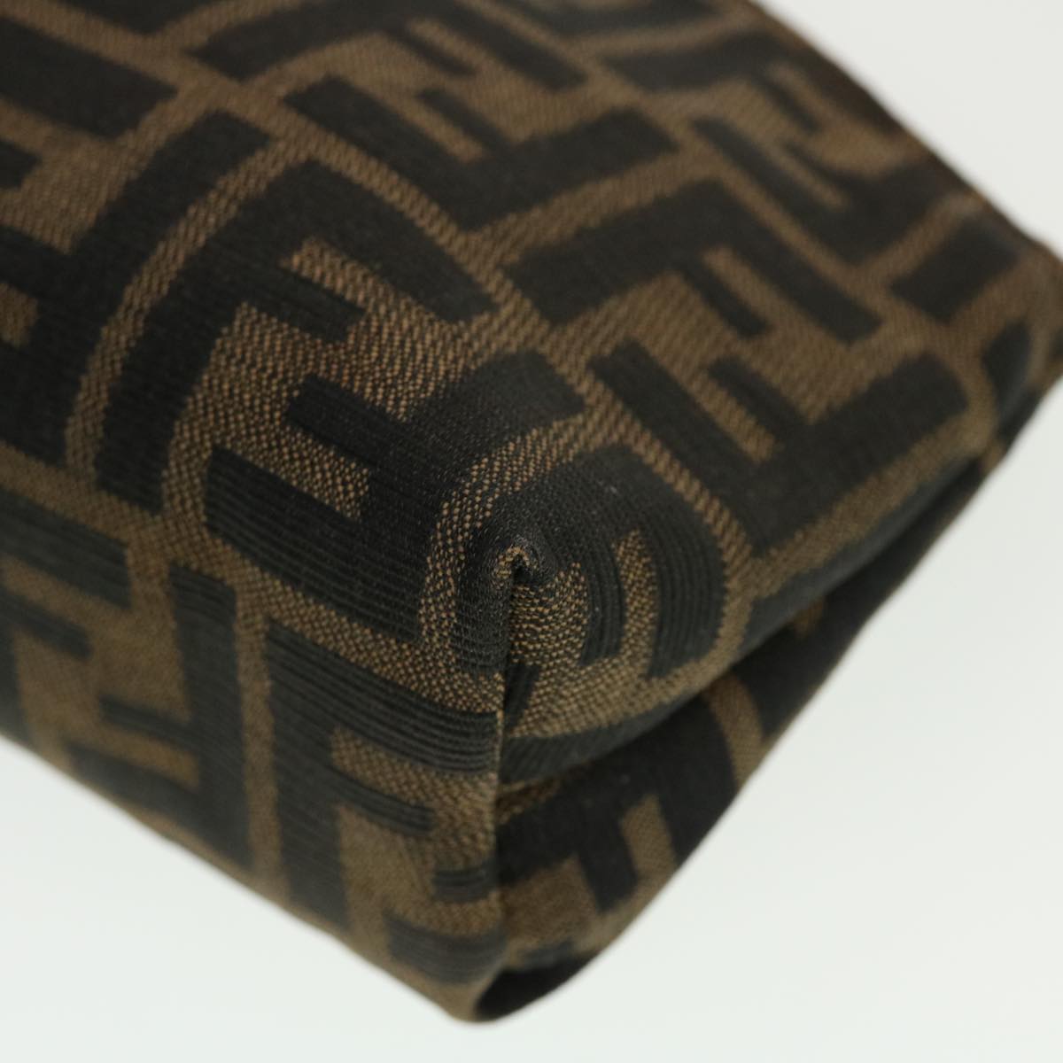 FENDI Zucca Canvas Pouch Black Brown 44668