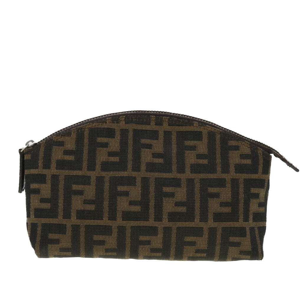 FENDI Zucca Canvas Pouch Black Brown 44668