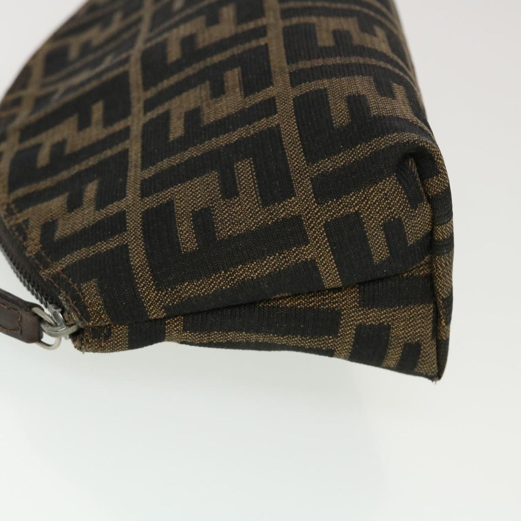 FENDI Zucca Canvas Pouch Black Brown 44668