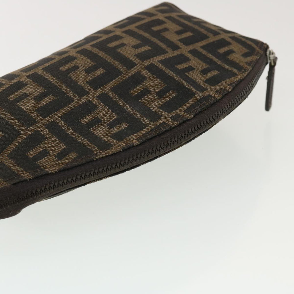 FENDI Zucca Canvas Pouch Black Brown 44668