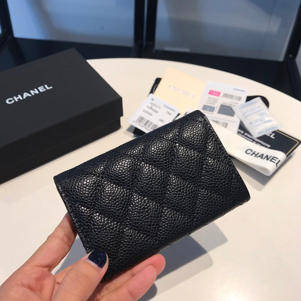 CHL Classic Card Holder Silver Hardware Black For Women, Women’s Wallet 4.5in/11.5cm