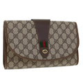 GUCCI GG Canvas Web Sherry Line Clutch Bag Beige Red Green 156.01.030 44751