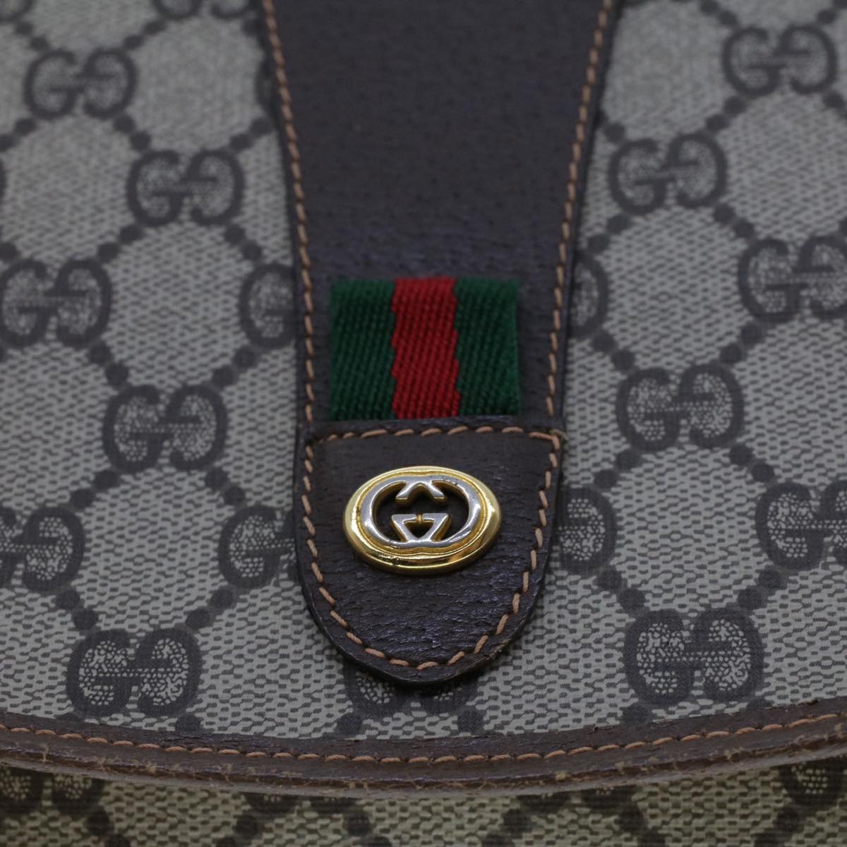 GUCCI GG Canvas Web Sherry Line Clutch Bag Beige Red Green 156.01.030 44751